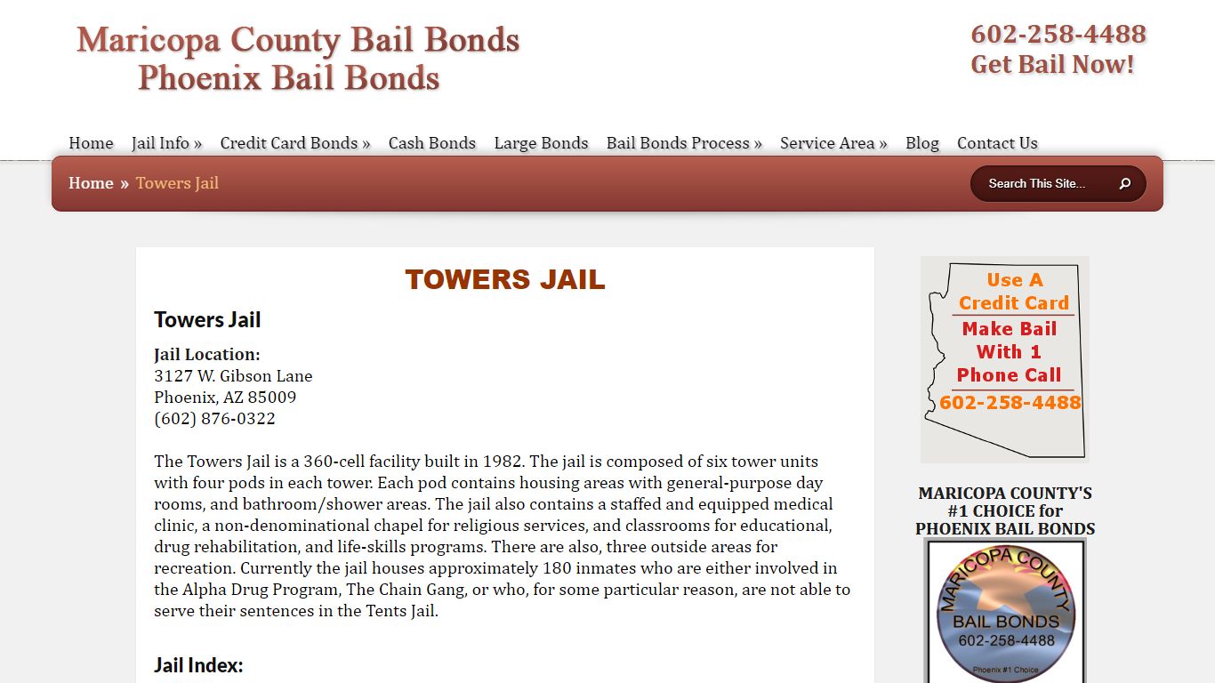 Towers Jail Inmate Information - Maricopa County Jail Phoenix Arizona.