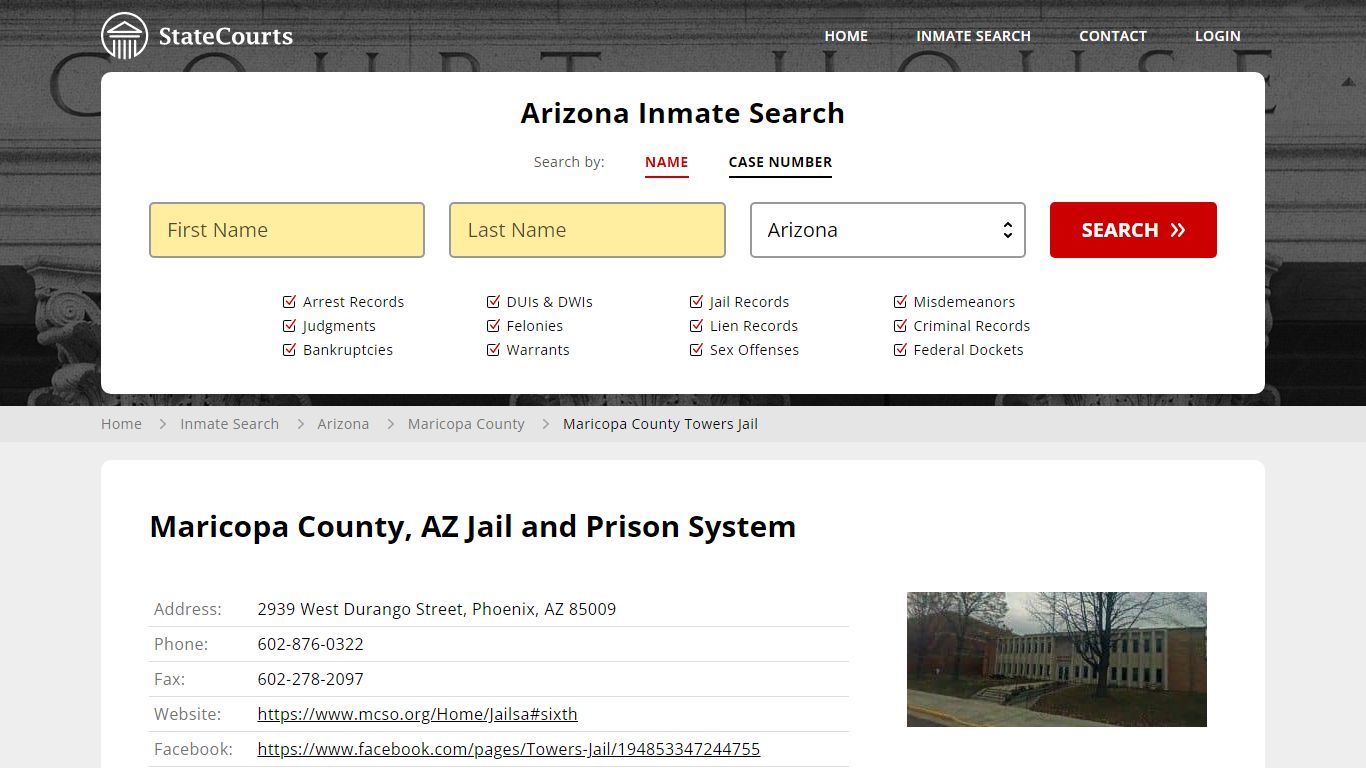Maricopa County Towers Jail Inmate Records Search, Arizona - StateCourts